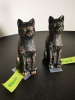 2 Katzen im metallic Look - Deko, Polyresin - 8 cm hoch