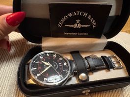 Zeno-Watch Basel Armbanduhr schwarz mit Etui Letzter Preis