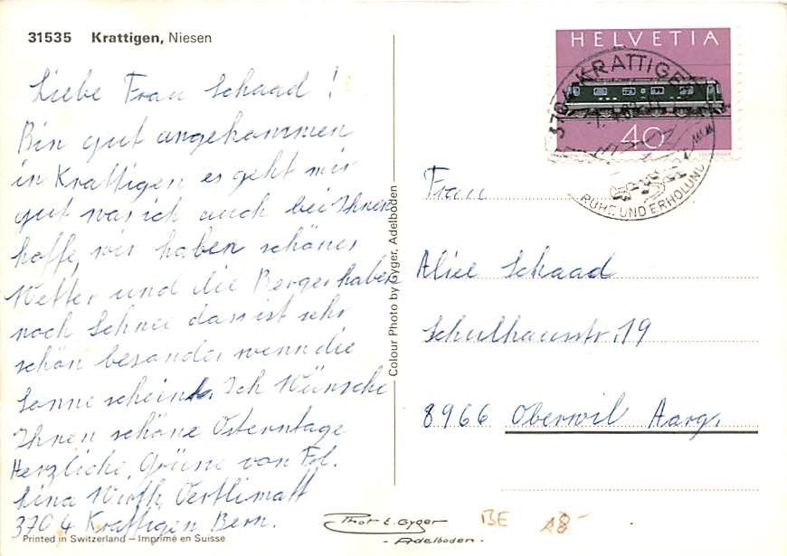 Cartes postales: BE - Krattigen – D'occasion à Ottikon b.Kemptth. par Neptun1974 1