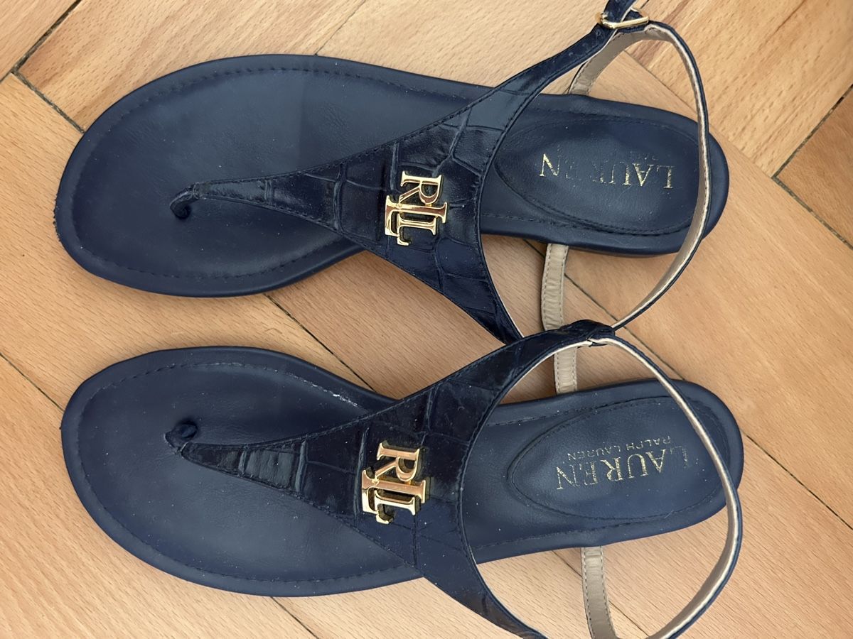 Ralph Lauren Scarpe da donna: Ralph Lauren navy blue mock croc sandals – Usato da Biel/Bienne venduto da zit_v5yc 1
