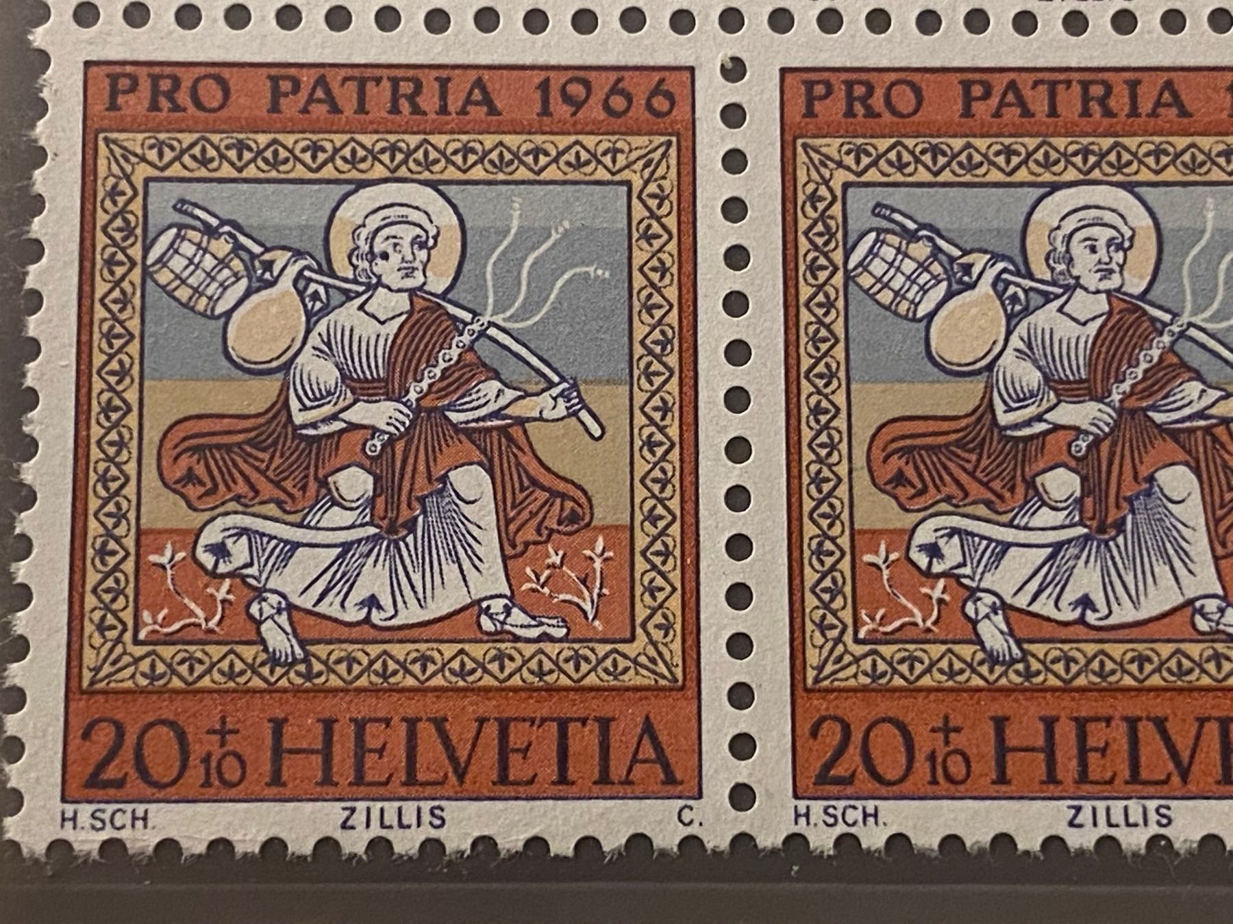 Tutti i francobolli: 1966 Pro Patria - Plattenfehler 130.2.01 – Usato da Schnottwil venduto da Chasarmar 1