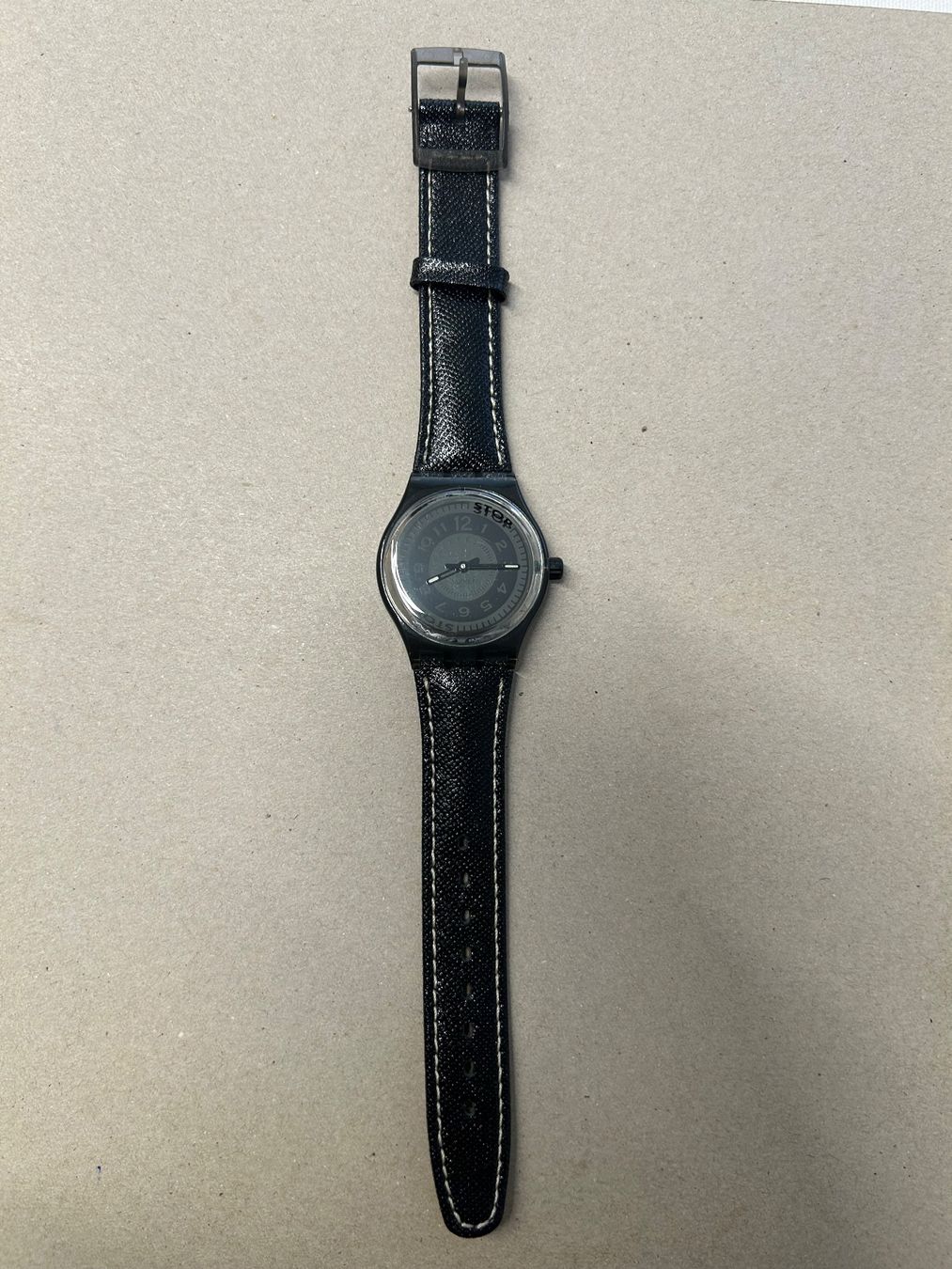 Swatch Orologi: Swatch Chrono Stop Black Deco 1993 – Nuovo e nell'imballaggio originale da Wilen b. Wil venduto da Alvaro00