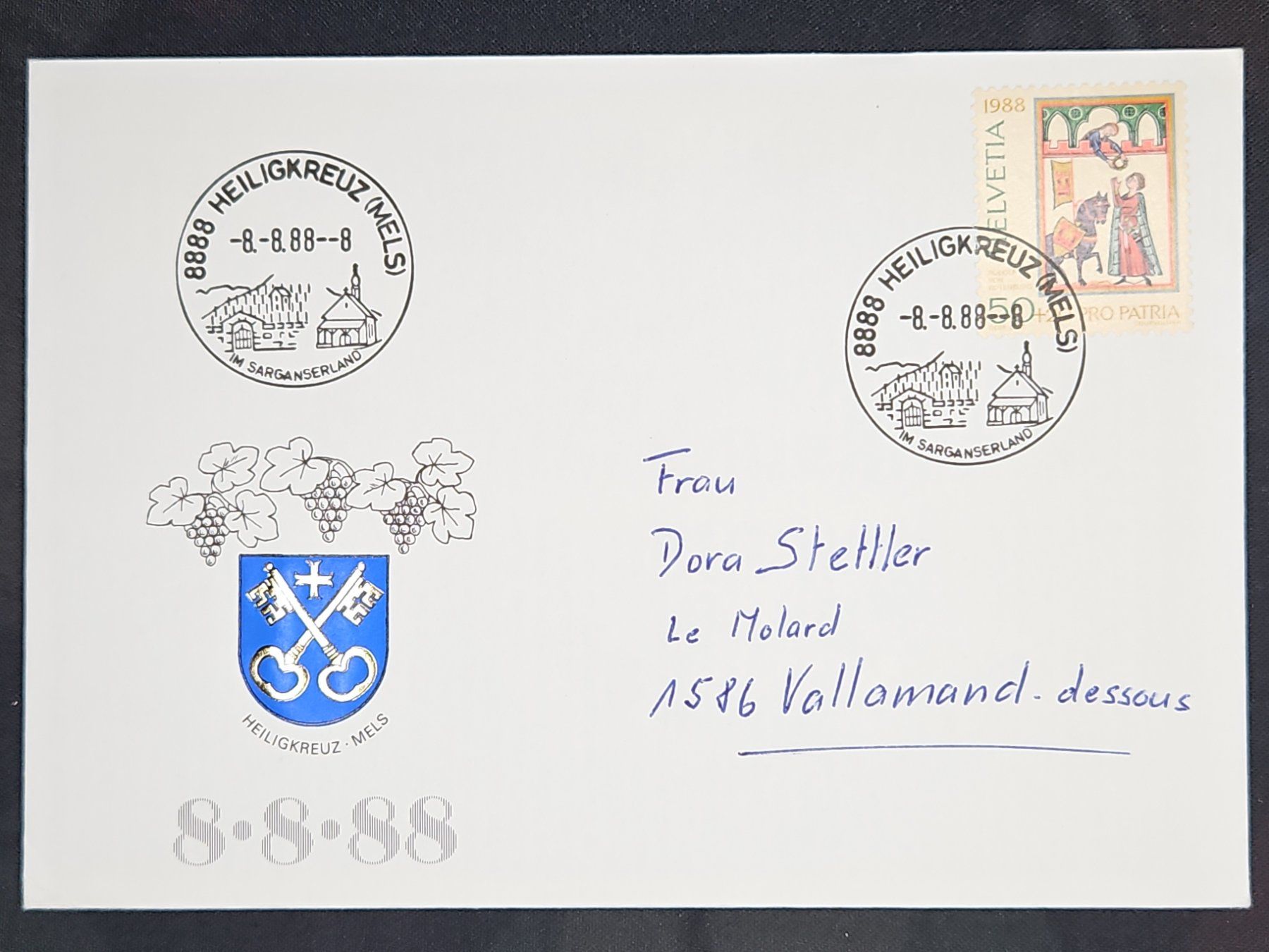 Tutti i francobolli: CL23 Enveloppe + Timbre Suisse 1988 – Usato da Cousset venduto da Patrick_Collections