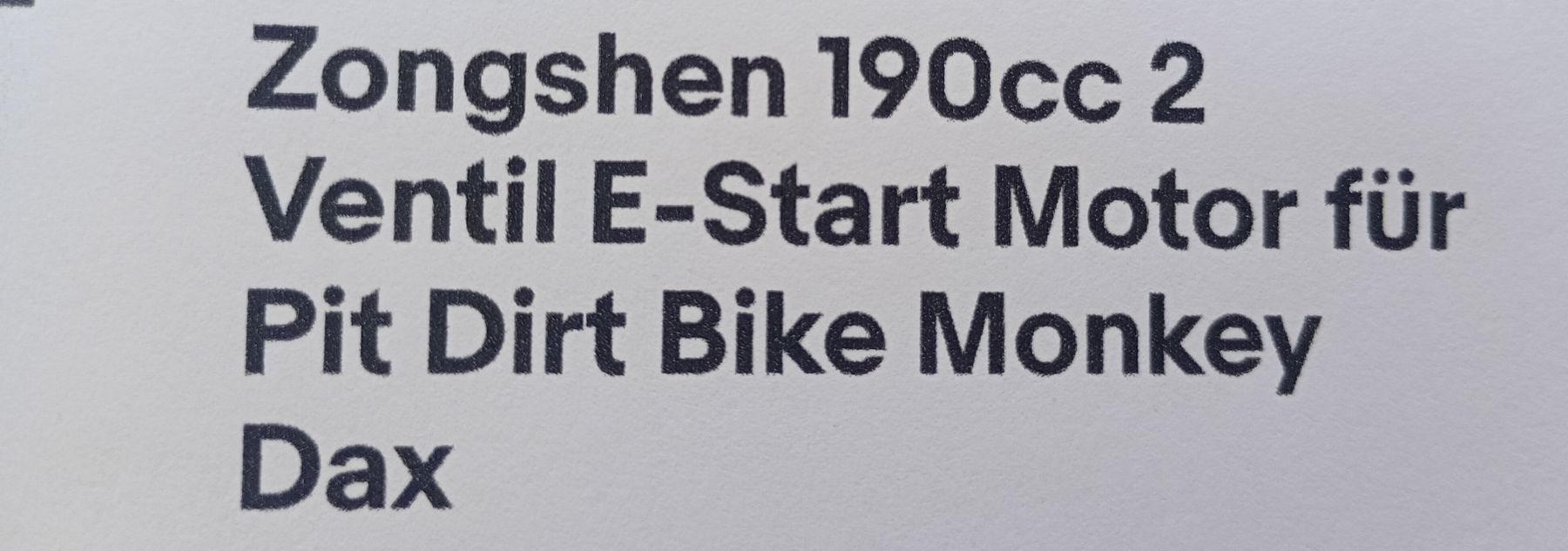 Motori: Zongshen 190cc 2 Ventil E-Start Motor Pit Bike Dax – Nuovo e nell'imballaggio originale da Werdenberg venduto da claude-z3 2