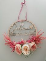 Deko Anhänger Holz Kreis mit Blumen und Spruch 25cm
