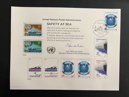 United Nations 3 Souvenir Cards gestempelt Luxus D473)