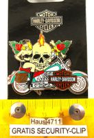 HD 2NÄGEL-PIN HARLEY-DAVIDSON SEXY GIRL SKULL ROSEN ENAMEL