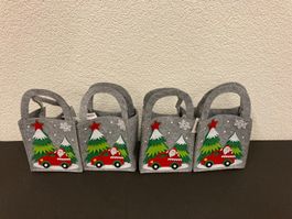 Filz-Taschen "Weihnachten", 4 Stück, je ca. 25x14x8 cm