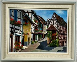 F.Schultheiss, EGUISHEIM L‘ ALSACE Gemälde  mit Rahmen