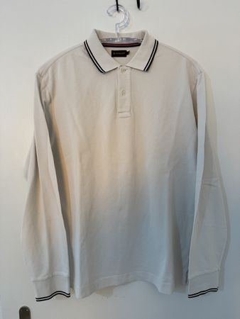 Moncler Poloshirt Langarm weiss Vintage Grösse L oryginal
