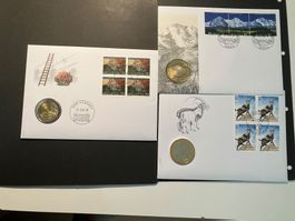 3 Numisbriefe Schweiz/1 x 5.- /2x 10.- Franken