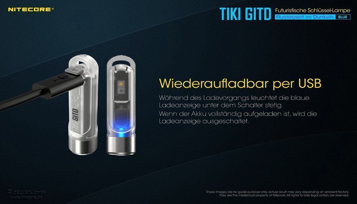NiteCore Lampen: Nitecore TIKI GITD Blue-Glow in the dark – Neu und originalverpackt aus Grüningen von Prolumin 7