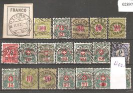 20 Portomarken mit Vollstempel