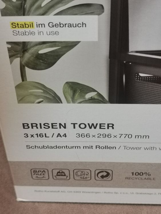 Rotho Brisen Tower 3x 16L / A4, Schubladenturm mit Rollen | Kaufen auf ...