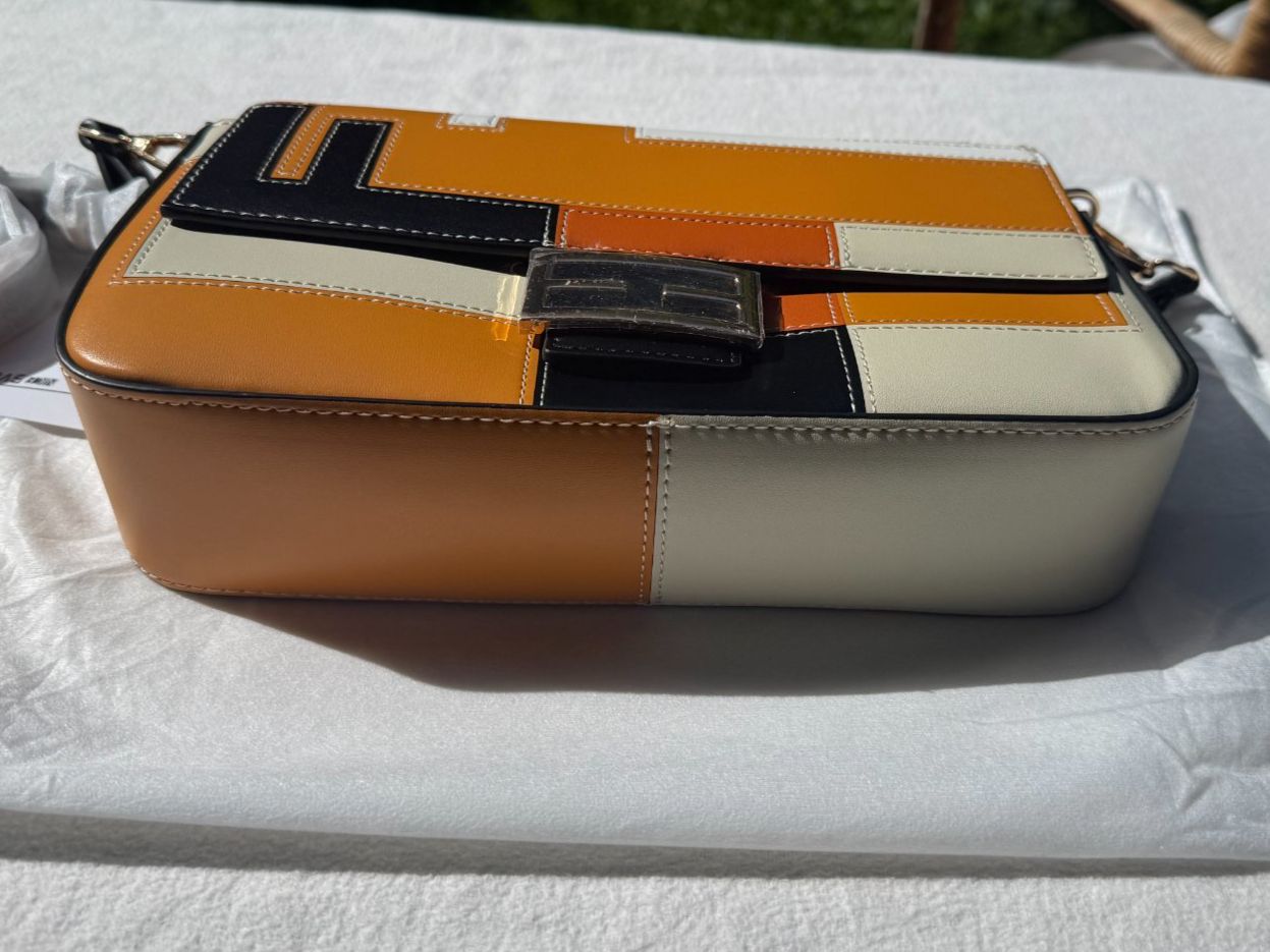Taschen für Damen: Damen-Handtasche aus echtem Leder – Patchwork Beige/Orange – Neu und originalverpackt aus Biberist von Duorela_Bags 6