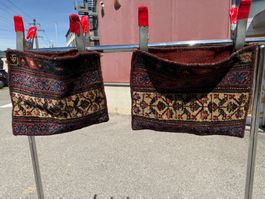 Paar antike Taschen Teppiche Hamadan Malayer 38x30cm