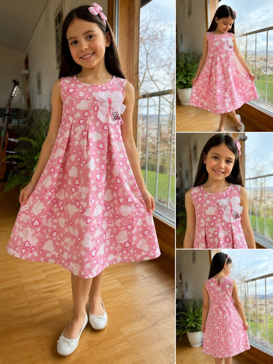 Vestiti & Gonne: Mädchen Kleid rosa mit Herzen Gr. 116 – Usato da Härkingen venduto da manu301295