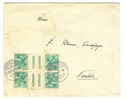 Brief mit 4er Block S50 Zwischensteg 5 Rp 1942 für nur 2.--