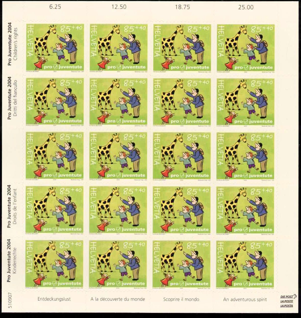 Alle Briefmarken: Pro Juventute 2004, Bogen Serie mit Phosphor, Kat.1'500.- – Neu (gemäss Beschreibung) aus Nuglar von Stamp88 1