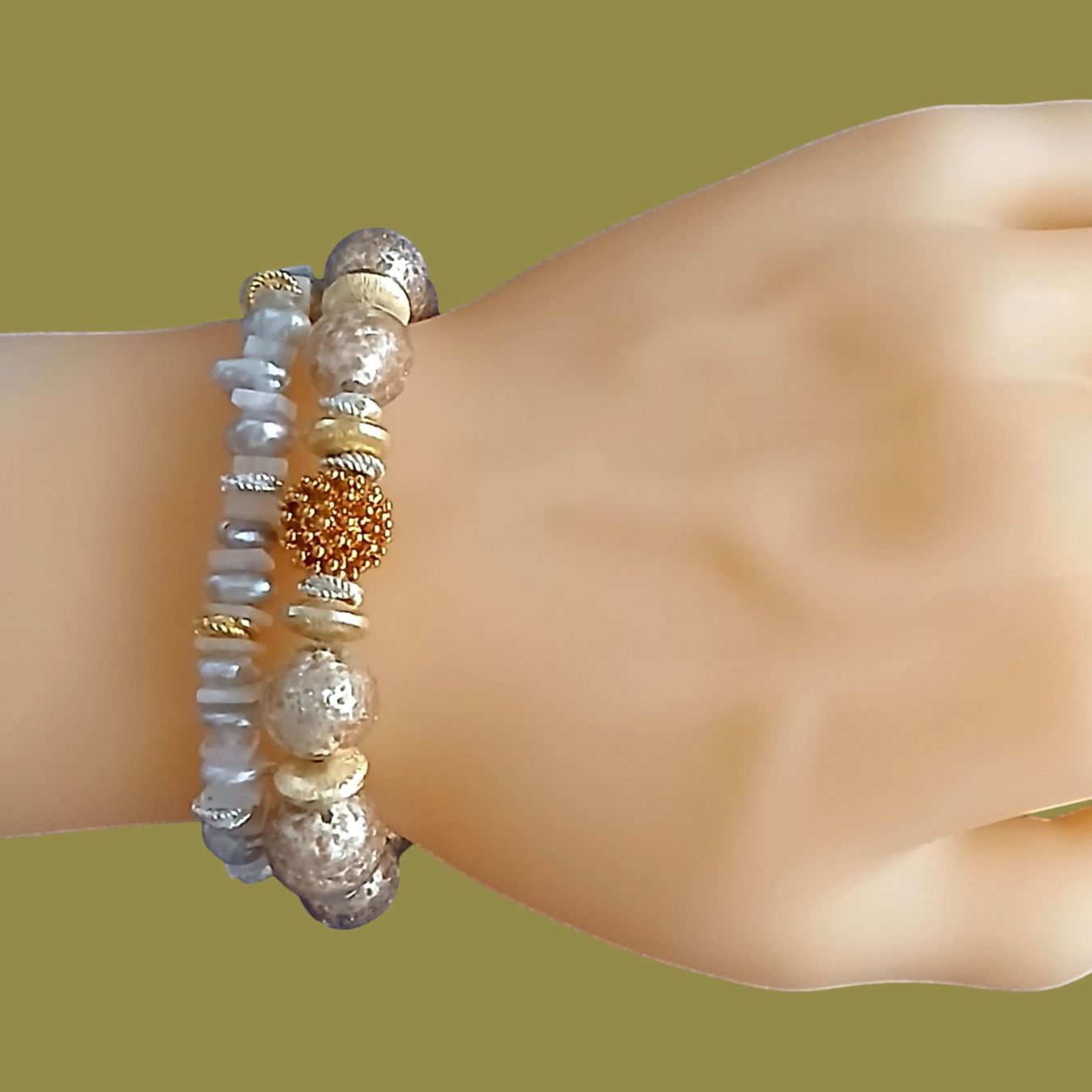 Armbänder & -reifen: Armband elastisch Bracelet élastique Muranoglas Unikat – Neu und originalverpackt aus Lütisburg von Emarra