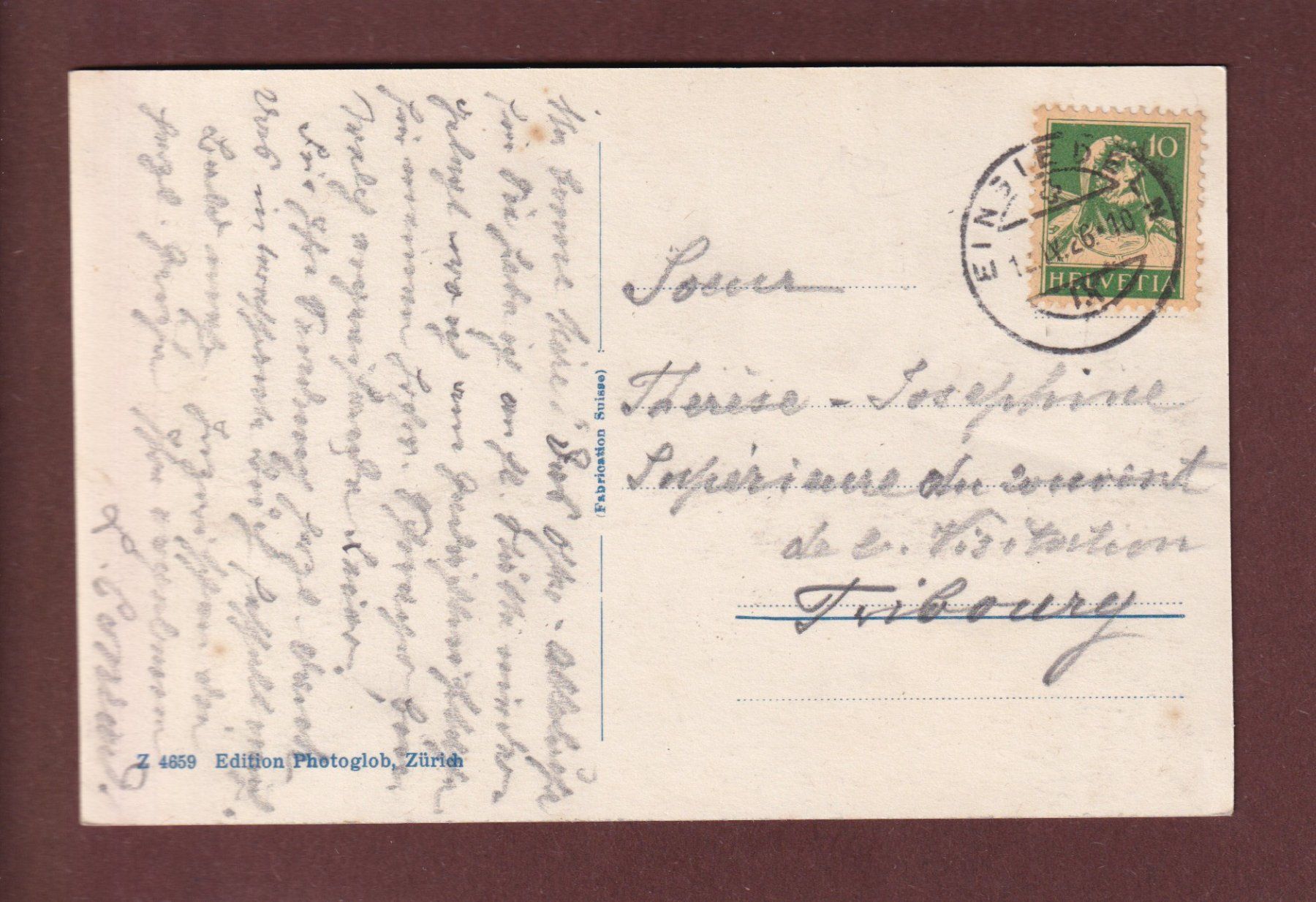 Cartoline postali: EINSIEDELN - Klosterplatz - Leute - 1926 – Usato da Pully venduto da nicecards 1