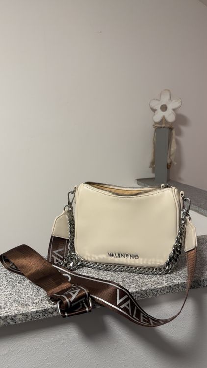 Valentino Damen 8gl-Never Tasche – Schultertasche In Taupe, Maße 24,5x16,5x8 Cm – Edles Design Mit Logo-Detail