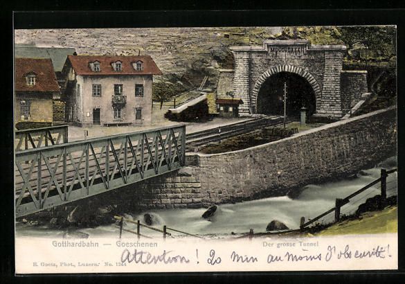 Cartoline postali: AK Goeschenen, Tunnel der Gotthardbahn – Usato da Berlin venduto da bartko-reher