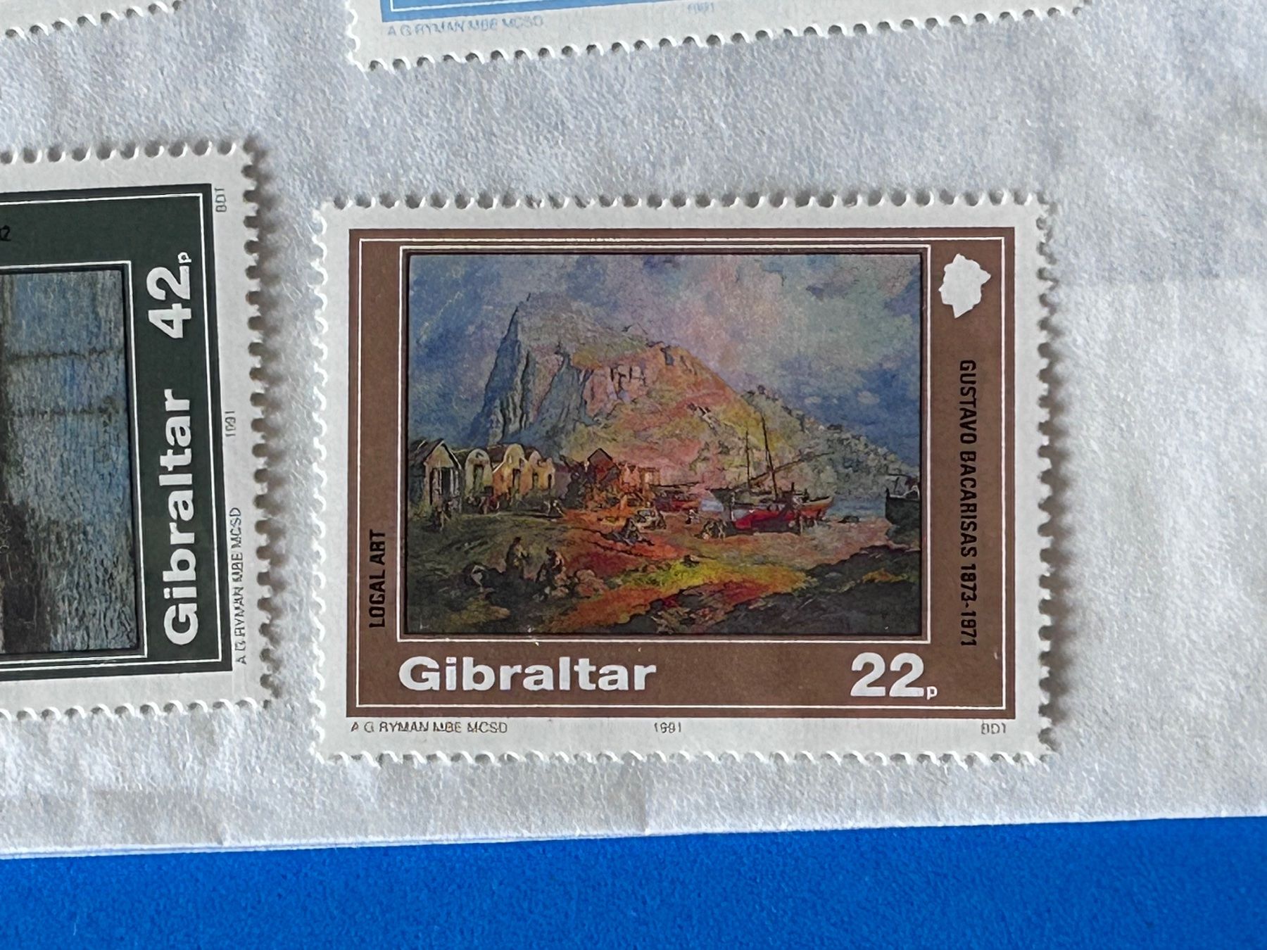 Alle Briefmarken: Stamps - Gibraltar - Local Art 1991 – Gebraucht aus Corcelles NE von AJKader 3