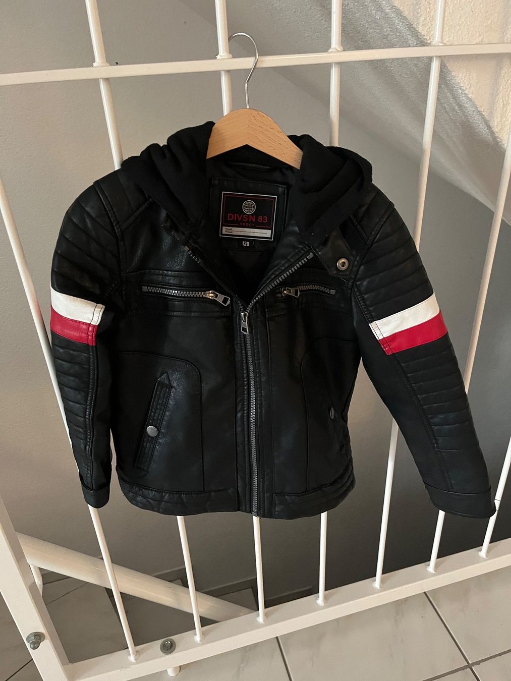 Tommy Hilfiger Lederjacke Rot Kinder Lederimitatjacke 128