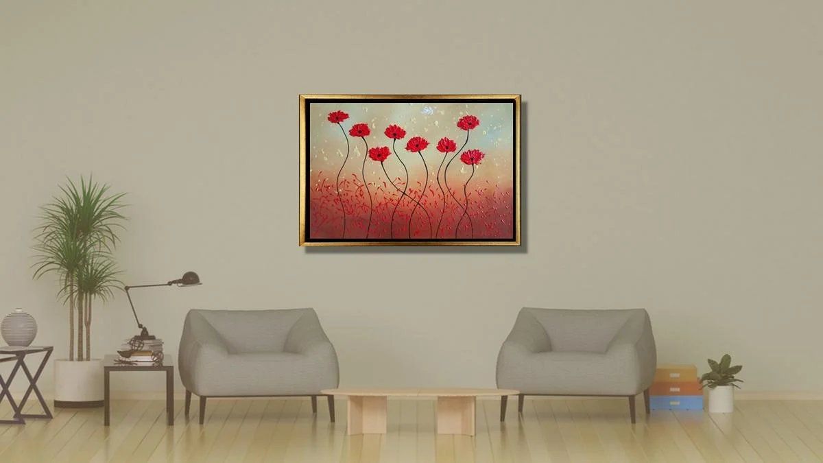 Gemälde: Rote Mohnblumen im Wind – Ölbild 75 x 50 cm – Neu (gemäss Beschreibung) aus Rebstein von binsandboxes.ch 8