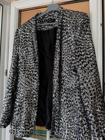 Zara Blazer mit Pailletten schwarz silber Grösse L