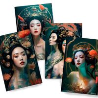 Japanische Geisha DS0208 ⚡️ Set mit 4 Kunstdrucken à 20x30cm