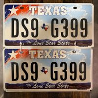  🇺🇸 2x Paar U.S. Autoschild, Texas DS9-G399 - ORIGNAL