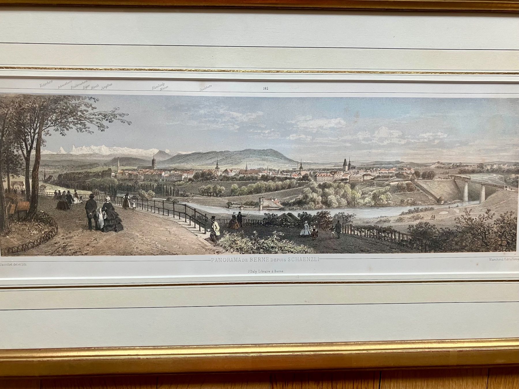 Grafica & Litografie: Farblithographie BERN 1860, Rahmen über Eck vergoldet – Usato da Bern venduto da Kiakiaora 1
