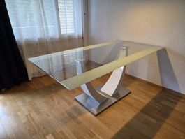 Esstisch Glas Metall weiss guter Zustand