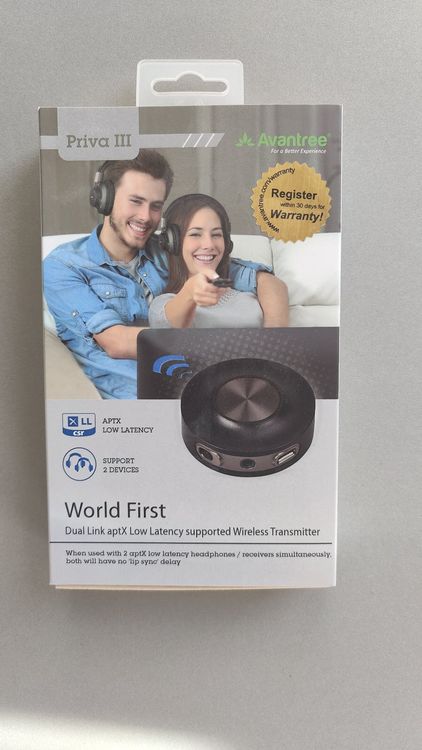 Avantree Priva III – Trasmettitore Bluetooth Per TV E PC Con AptX A Bassa Latenza, Dual Link E Portata 30m!