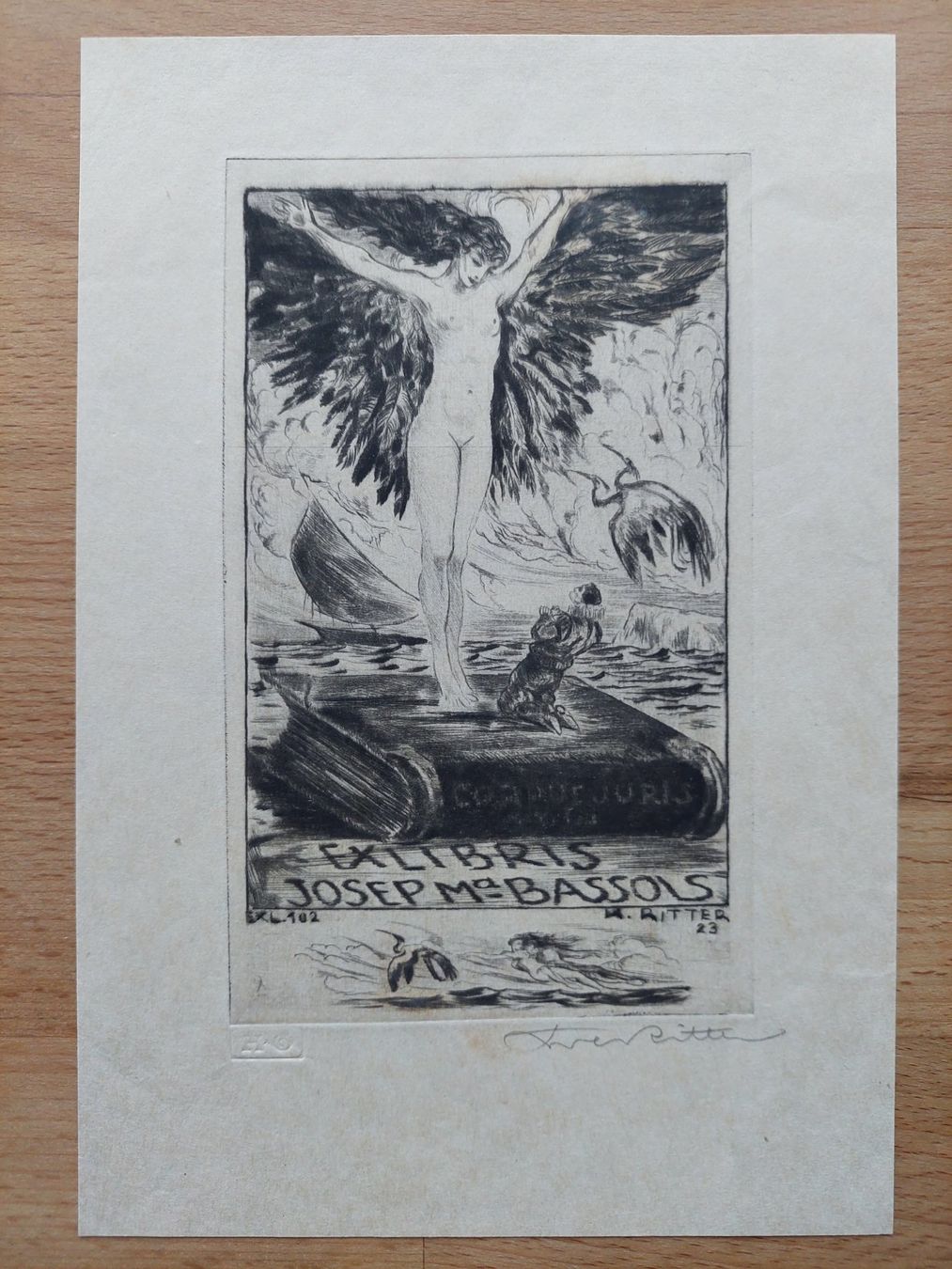 Gemälde: Exlibris Karl Ritter - Original Radierung signiert – Gebraucht aus Obfelden von Exlibris-Art