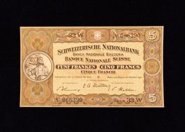 5 Franken Note Typ Wilhelm Tell
