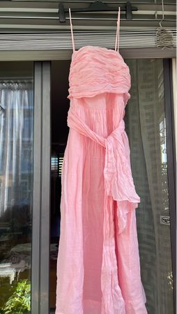 Linnen / Baumwolle Damen Kleid pink trägerlos Grösse M