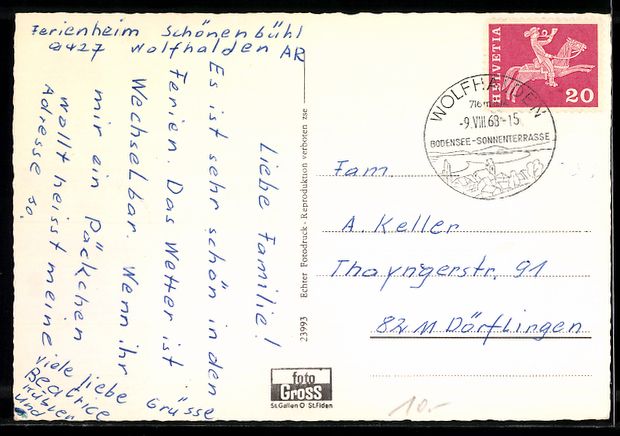 Cartoline postali: AK Wolfhalden /App., Ortsansicht mit Bodensee – Usato da Berlin venduto da bartko-reher 1