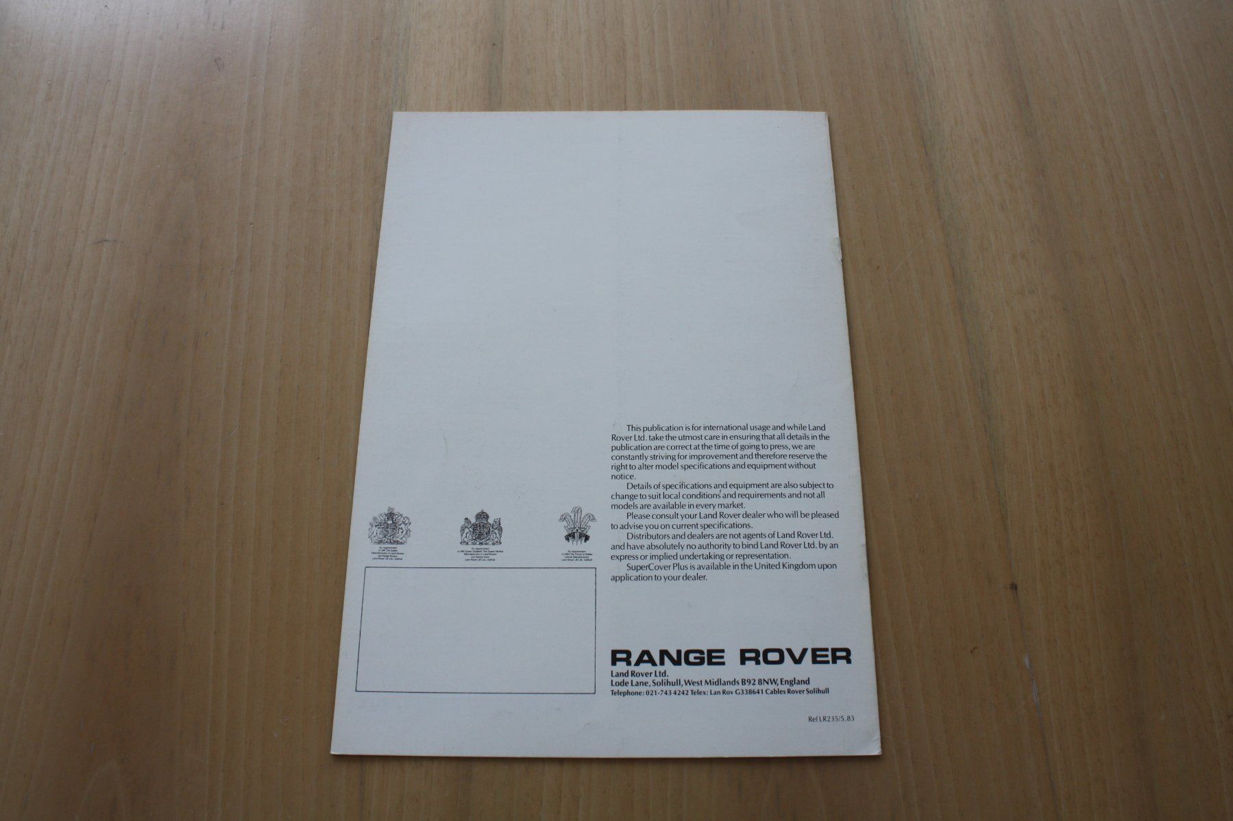Land Rover Documenti: Range Rover Prospekt 2 & 4 Türe 5/1983 – Usato da Wikon venduto da erwin400 5