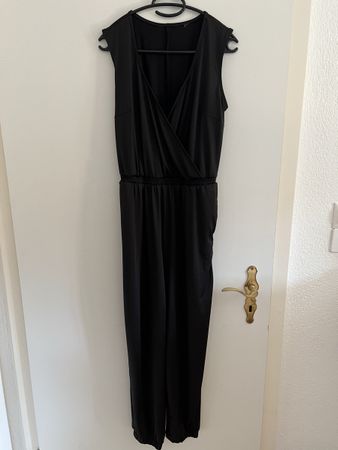 Jumpsuit Damen schwarz Satin