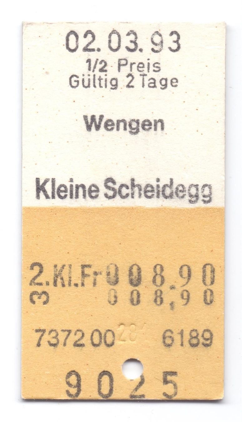 Biglietti: Billette Wengen - Kleine Scheidegg WAB – Usato da Langenthal venduto da Sammlungs_aus