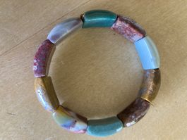 Naturstein Armband – Multicolor – Jaspis / Achat – grosse po