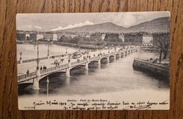 Genève, Pont du Mont-Blanc avec tram 1904
