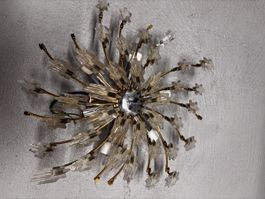 Plafonnier en métal doré et cristal de style régence hollywo