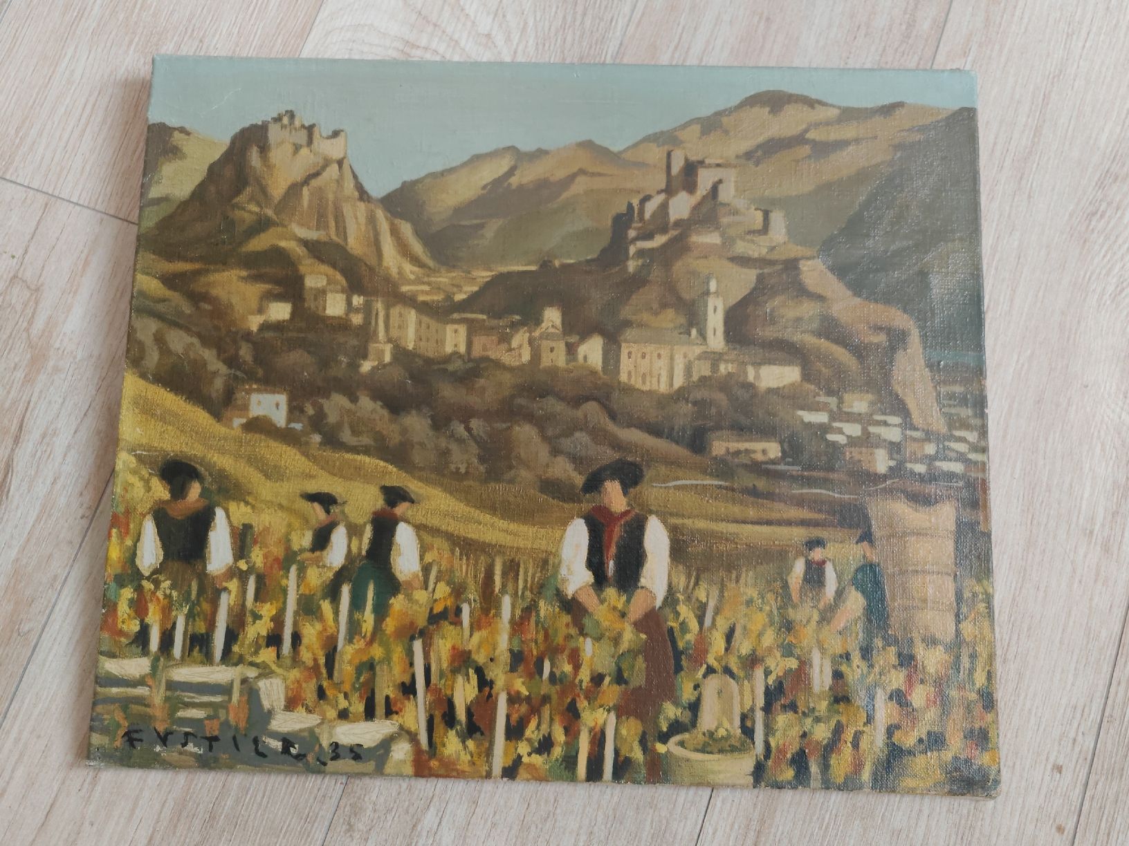 Dipinti: Vendanges en Valais, Sion 1935 – Usato da Orbe venduto da Grainderiz982