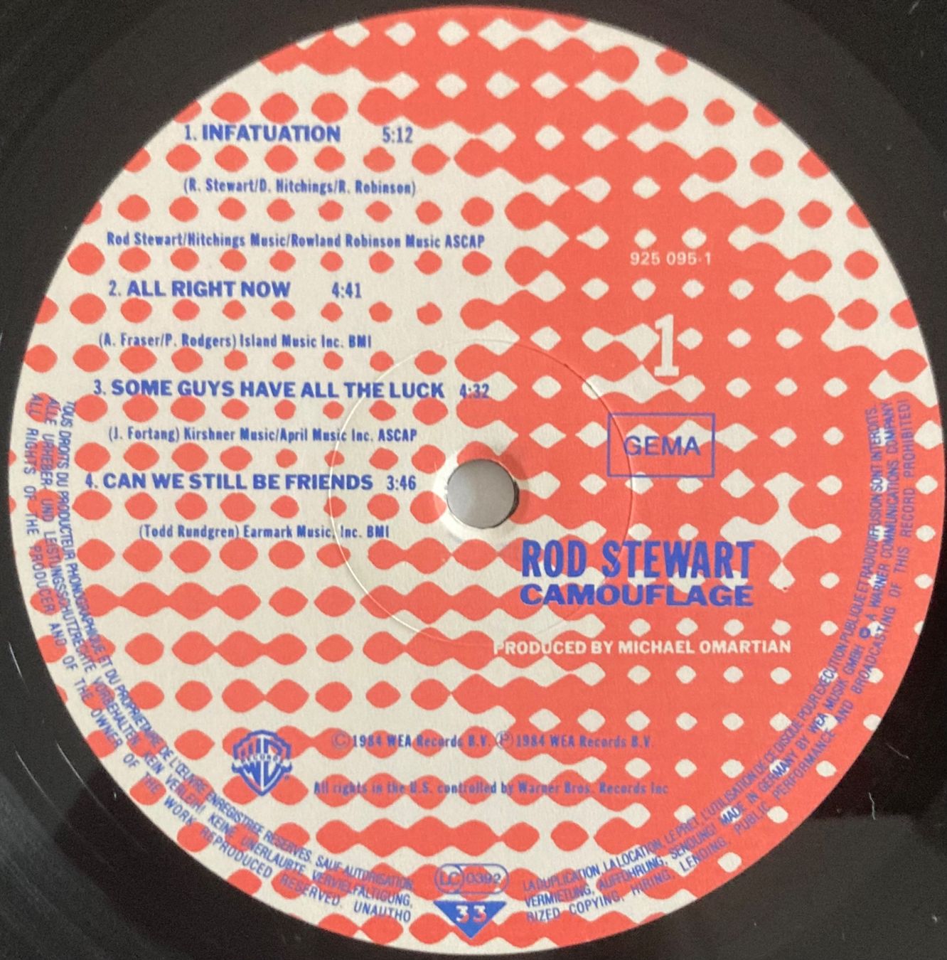 Dischi in vinile: ROD STEWART - CAMOUFLAGE – Usato da Poliez-Pittet venduto da Newtown-Records 3