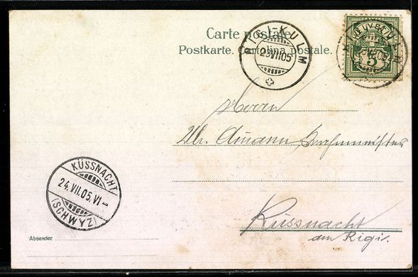 Cartoline postali: Lithographie Rigi-Kulm, Gasthaus – Usato da Berlin venduto da bartko-reher 1
