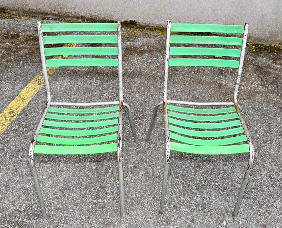Sedie: 2 gebrauchte Vintage GARTENSTÜHLE grün – Usato da Pfaffhausen venduto da mono_rec 3